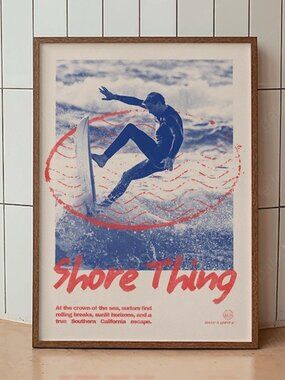Vintage Surfing Poster, Corona Del Mar Surf Art Print